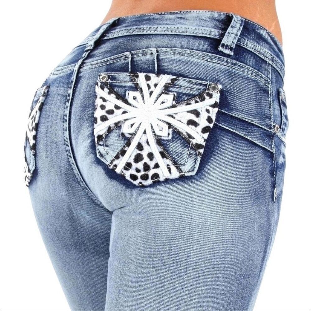 Fashion 2 Love Indigo Flare Jeans Butt-Lifting Size 15
